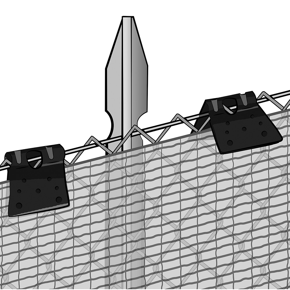 Applicazione delle clips TENAX per fissare reti e tessuti TENAX su recinzioni