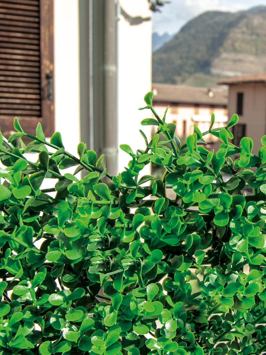 haie synthétique en feuilles de buis vert foncé