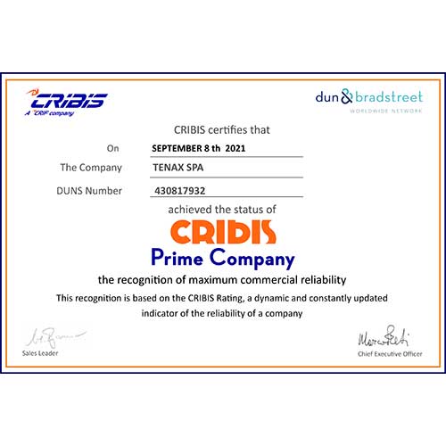 Cribis Prime Company Certificate of maximum commercial reliability